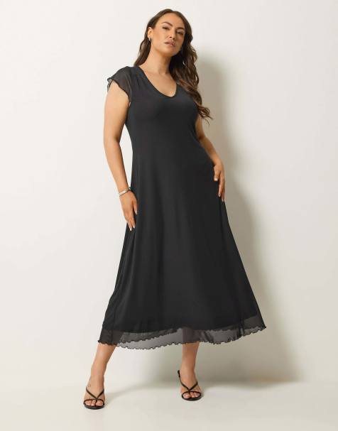 Yours Clothing Cap sleeve maxi dress in black - view 1