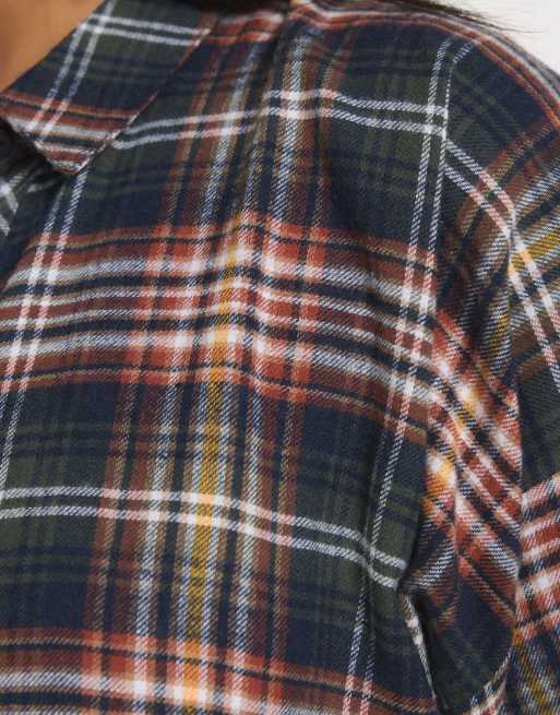 Yours Clothing Check oversized shirt in blue, 4 of 4