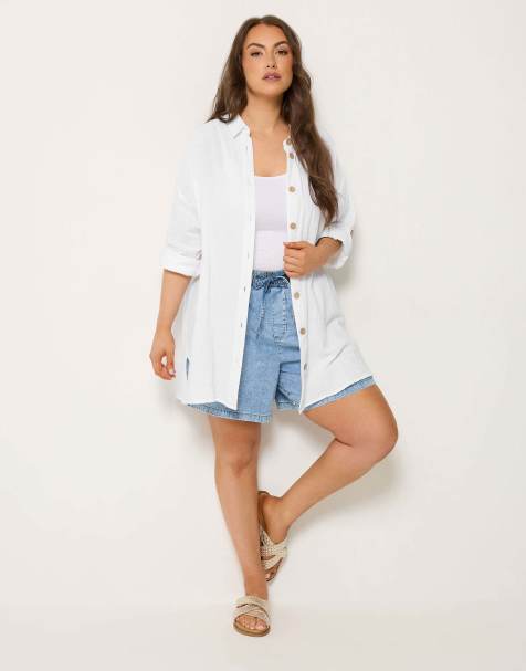 Yours Clothing Cheesecloth shirt in white - view 1