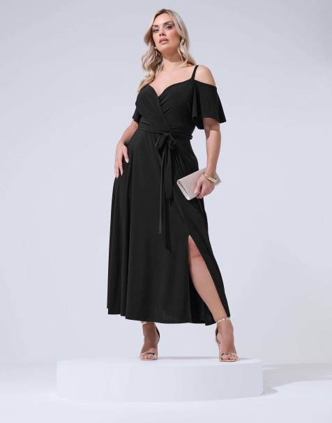 Yours Clothing Cold shoulder maxi dress in black - view 1
