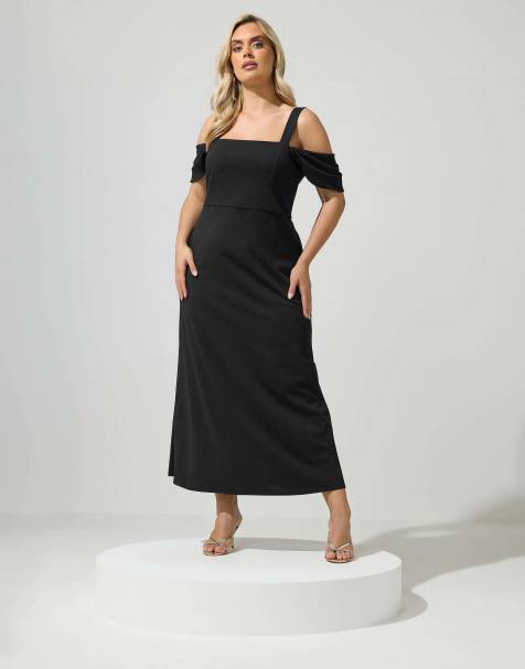 Yours Clothing Cold shoulder maxi dress in black - view 1