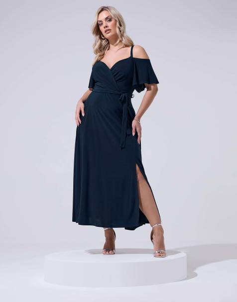 Yours Clothing Cold shoulder maxi dress in blue - view 1