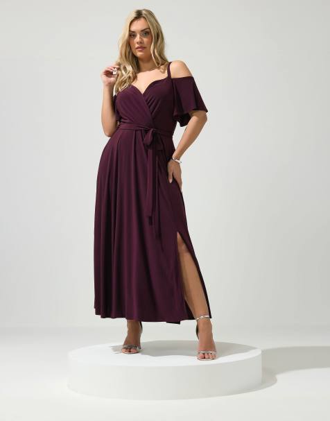Yours Clothing Cold shoulder maxi dress in purple - view 1