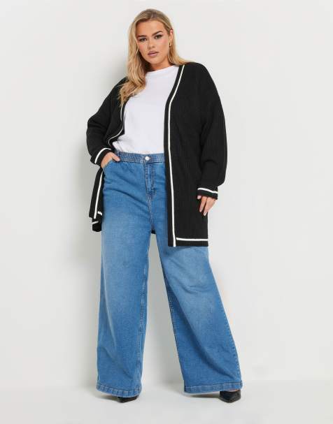 Yours Clothing Contrast knitted cardigan in black