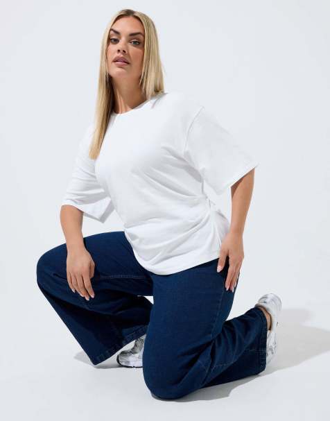 Yours Clothing Corset seam t-shirt in white - view 1