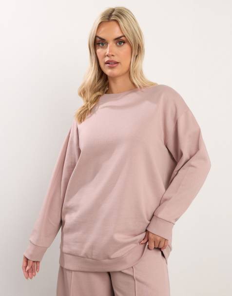 Yours Clothing Crew neck sweatshirt in pink