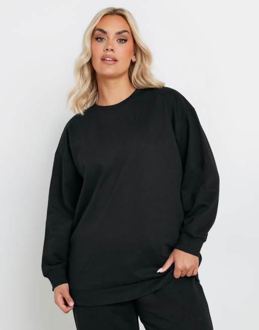 Yours Clothing Cuff jogger set in black, 2 of 3