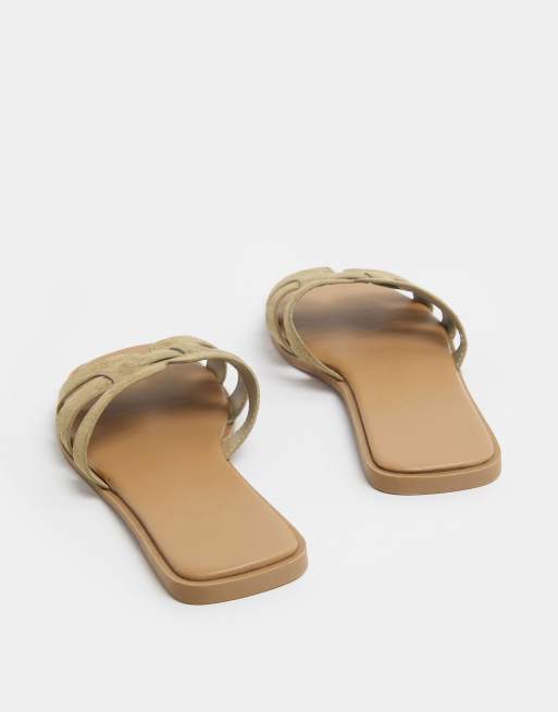 Yours Clothing Cut out mule sandals in wide e fit in green, 3 of 4
