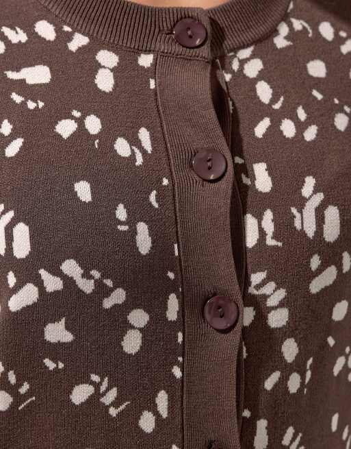 Yours Clothing Deer print cardigan in brown, 4 of 4