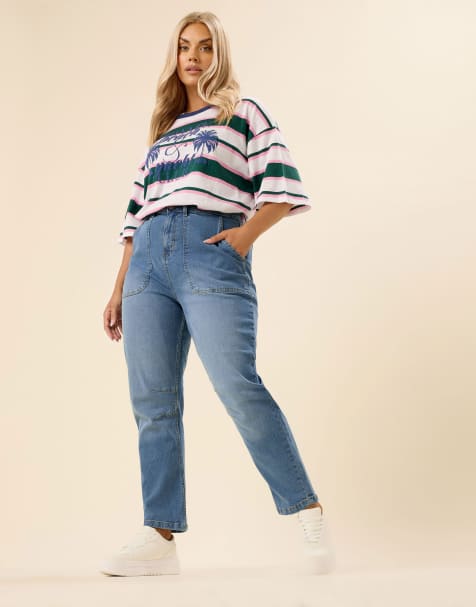 Yours Clothing Denim barrel jeans in blue - view 1