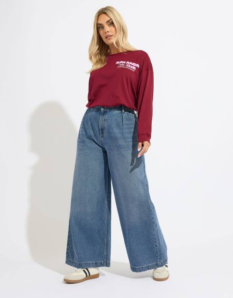 Yours Clothing Denim palazzo jeans in blue - view 1