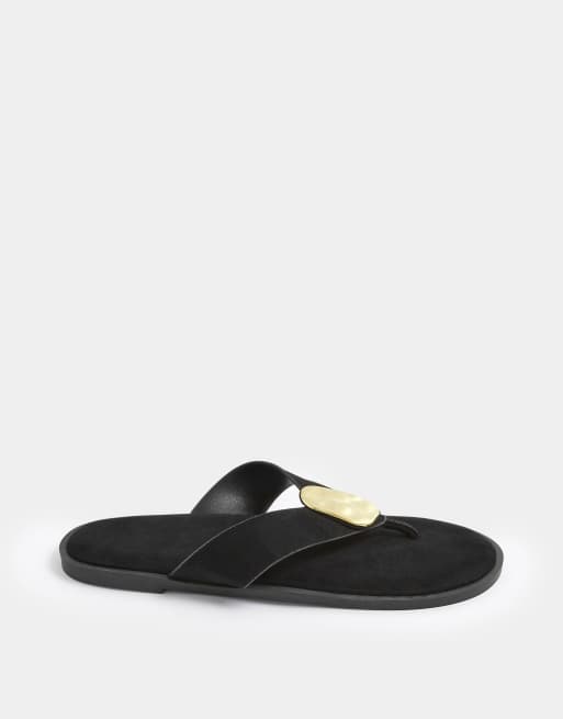 Yours Clothing Disk sandals in extra wide eee fit in black, 2 of 4