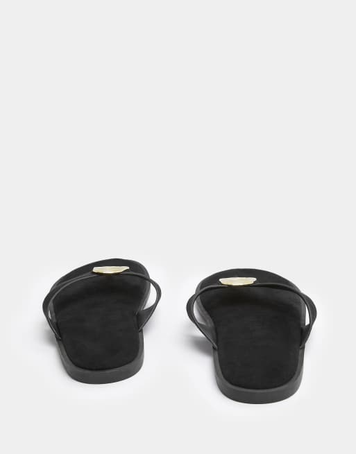 Yours Clothing Disk sandals in extra wide eee fit in black, 3 of 4