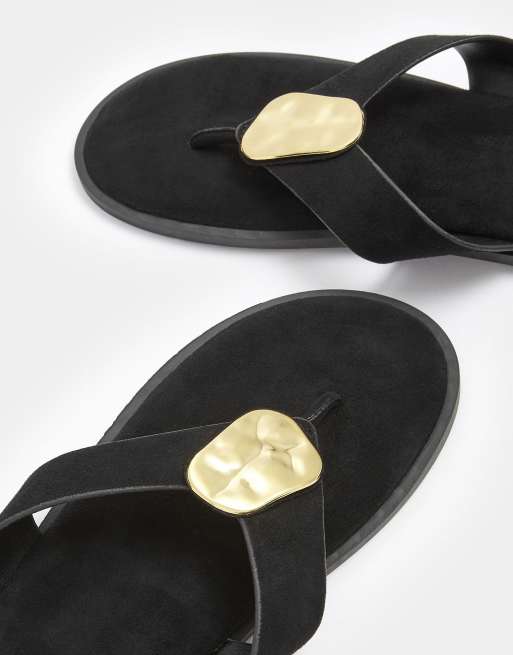 Yours Clothing Disk sandals in extra wide eee fit in black, 4 of 4
