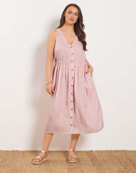 Yours Clothing Ditsy floral sundress in pink - view 1