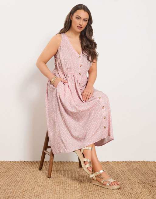 Yours Clothing Ditsy floral sundress in pink, 4 of 4