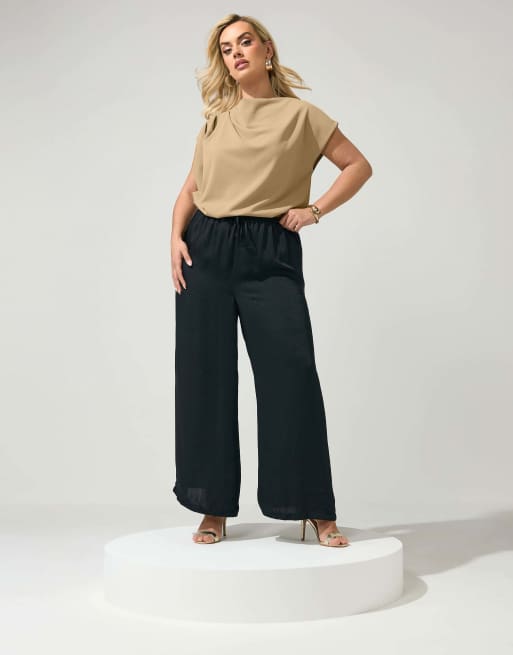 Yours Clothing Drape shoulder top in natural, 2 of 4