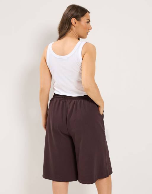 Yours Clothing Drawstring jorts in brown, 3 of 4