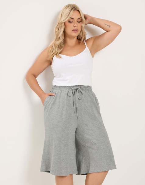Yours Clothing Drawstring jorts in grey - view 1