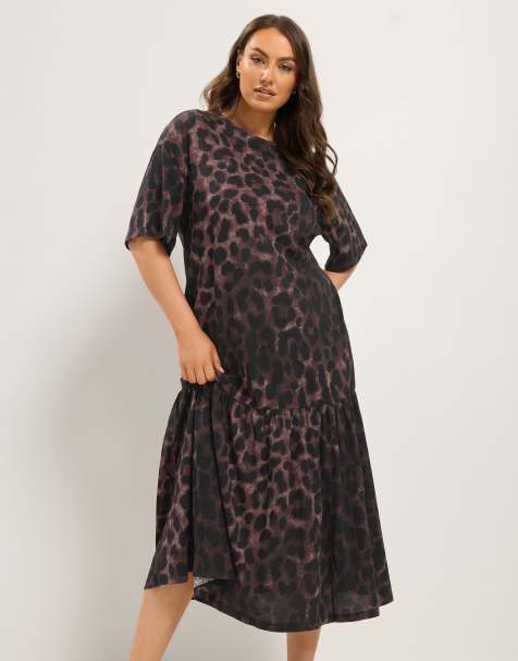 Yours Clothing Drop waist maxi dress in brown - view 1