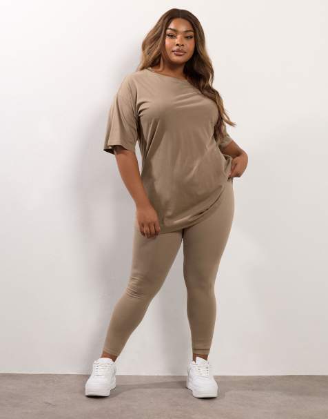 Yours Clothing Elasticated basic leggings in natural - view 1