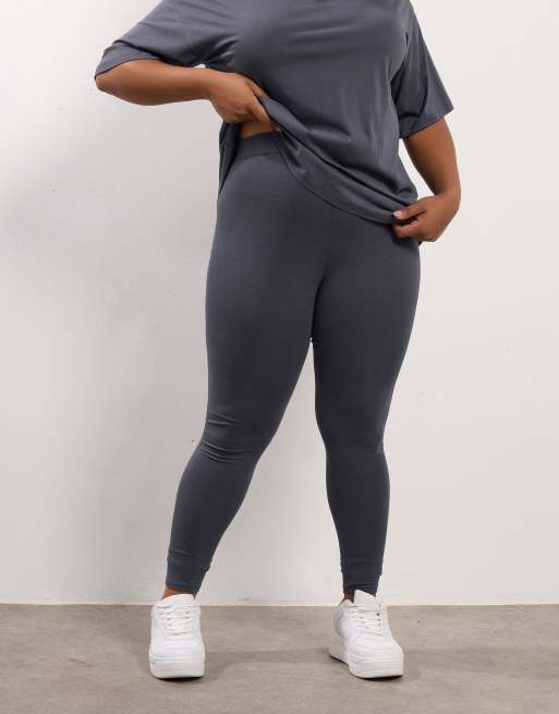 Yours Clothing Elasticated jersey leggings in grey, 3 of 4