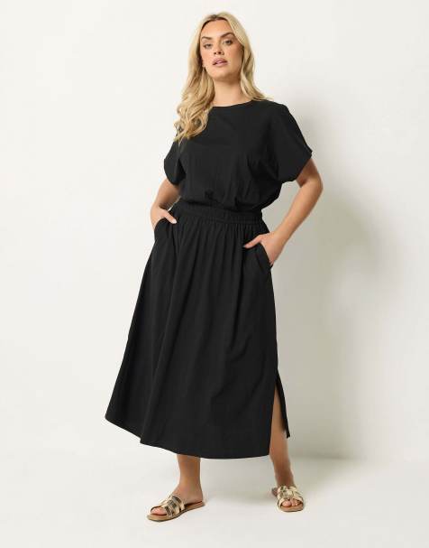 Yours Clothing Elasticated waist maxi dress in black - view 1