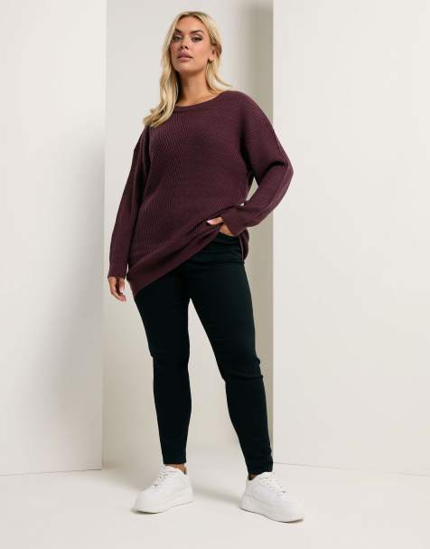Yours Clothing Essential knitted jumper in purple