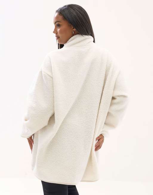 Yours Clothing Fairisle quarter zip fleece in natural, 3 of 4