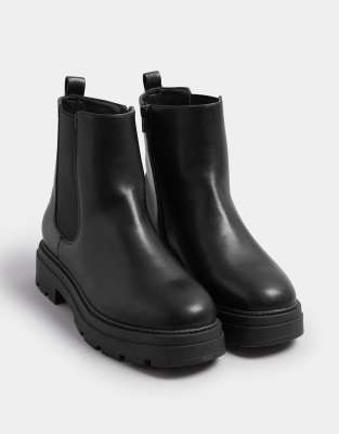  Faux leather chunky chelsea boots in wide e fit & extra wide eee fit 