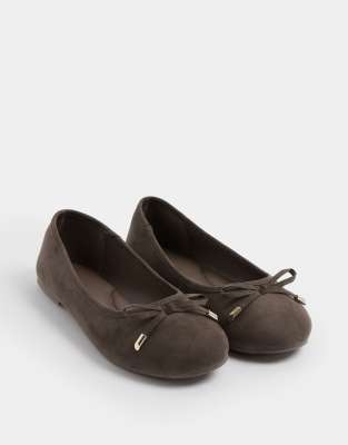  Faux suede ballerina pumps in wide e fit and extra wide eee fit 