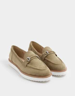  Faux suede snaffle loafers in wide e fit and extra wide eee fit in natural