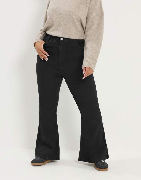 Yours Clothing Flare stretch jeans in black - view 1