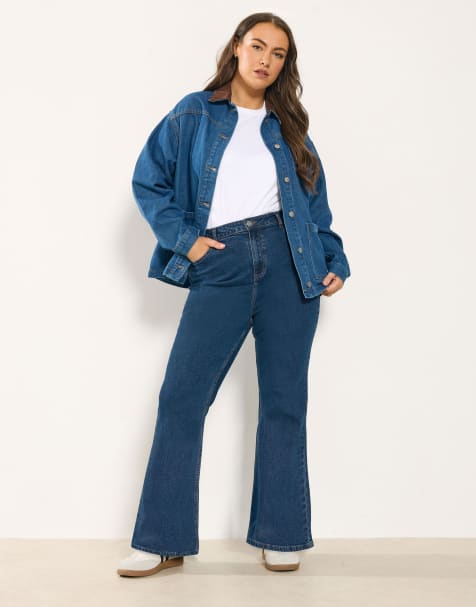 Yours Clothing Flare stretch jeans in blue - view 1