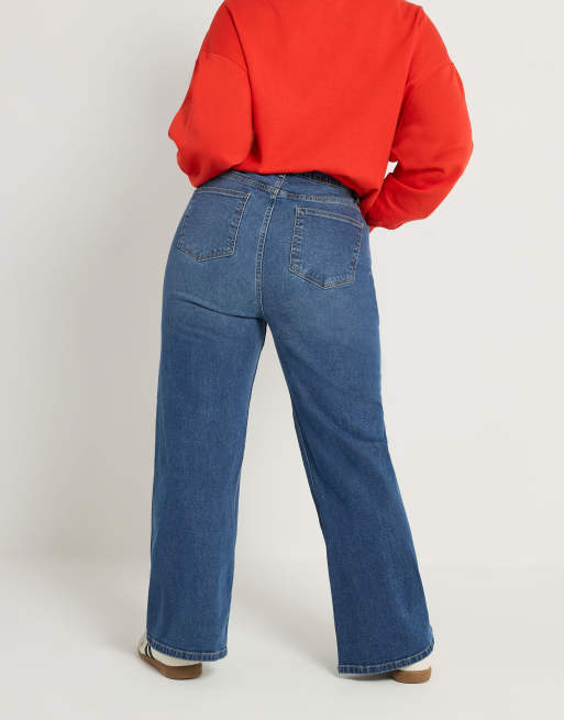 Yours Clothing Front seam wide leg jeans in blue, 4 of 4