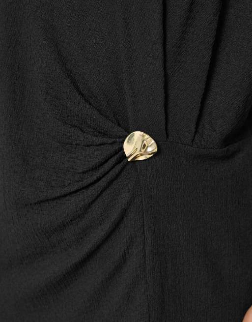 Yours Clothing Grown on sleeve top in black, 4 of 4