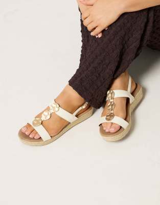  Hammered disk wedge sandals in wide e fit 