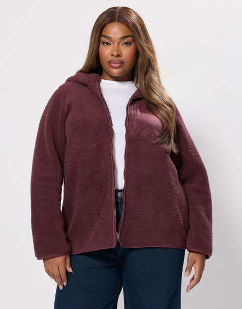 Yours Clothing Hooded pocket fleece jacket in red - view 1