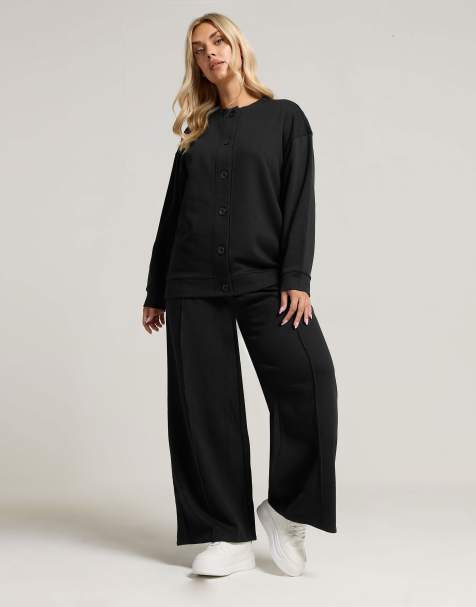 Yours Clothing Jersey button cardigan in black