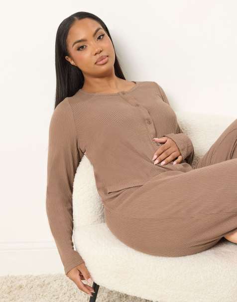 Yours Clothing Jersey ribbed cardigan in brown