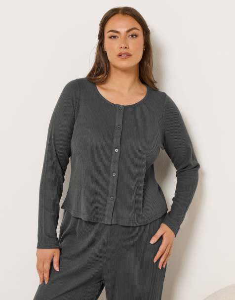 Yours Clothing Jersey ribbed cardigan in grey