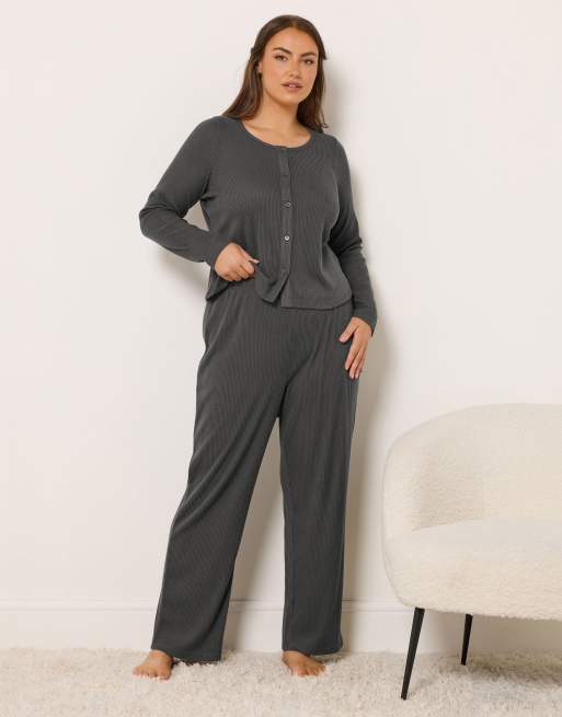 Yours Clothing Jersey ribbed cardigan in grey, 4 of 4