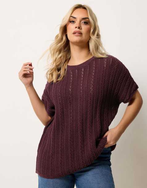 Yours Clothing Knitted t-shirt in red