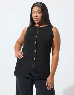 Yours Clothing Knitted vest top in black