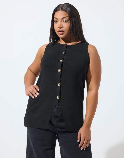 Yours Clothing Knitted vest top in black - view 1