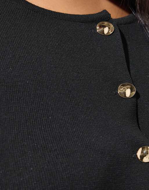 Yours Clothing Knitted vest top in black, 4 of 4