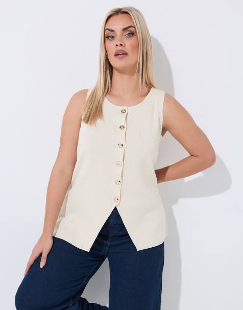 Yours Clothing Knitted vest top in natural