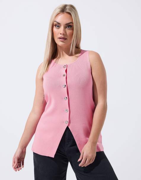 Yours Clothing Knitted vest top in pink