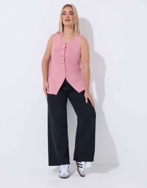 Yours Clothing Knitted vest top in pink, 2 of 4