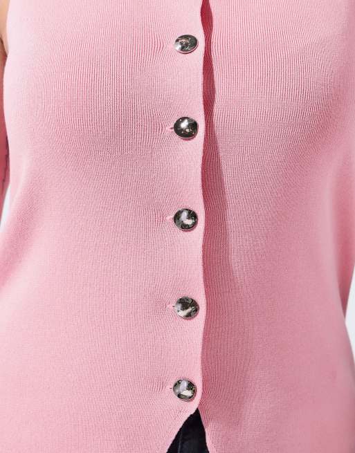 Yours Clothing Knitted vest top in pink, 3 of 4